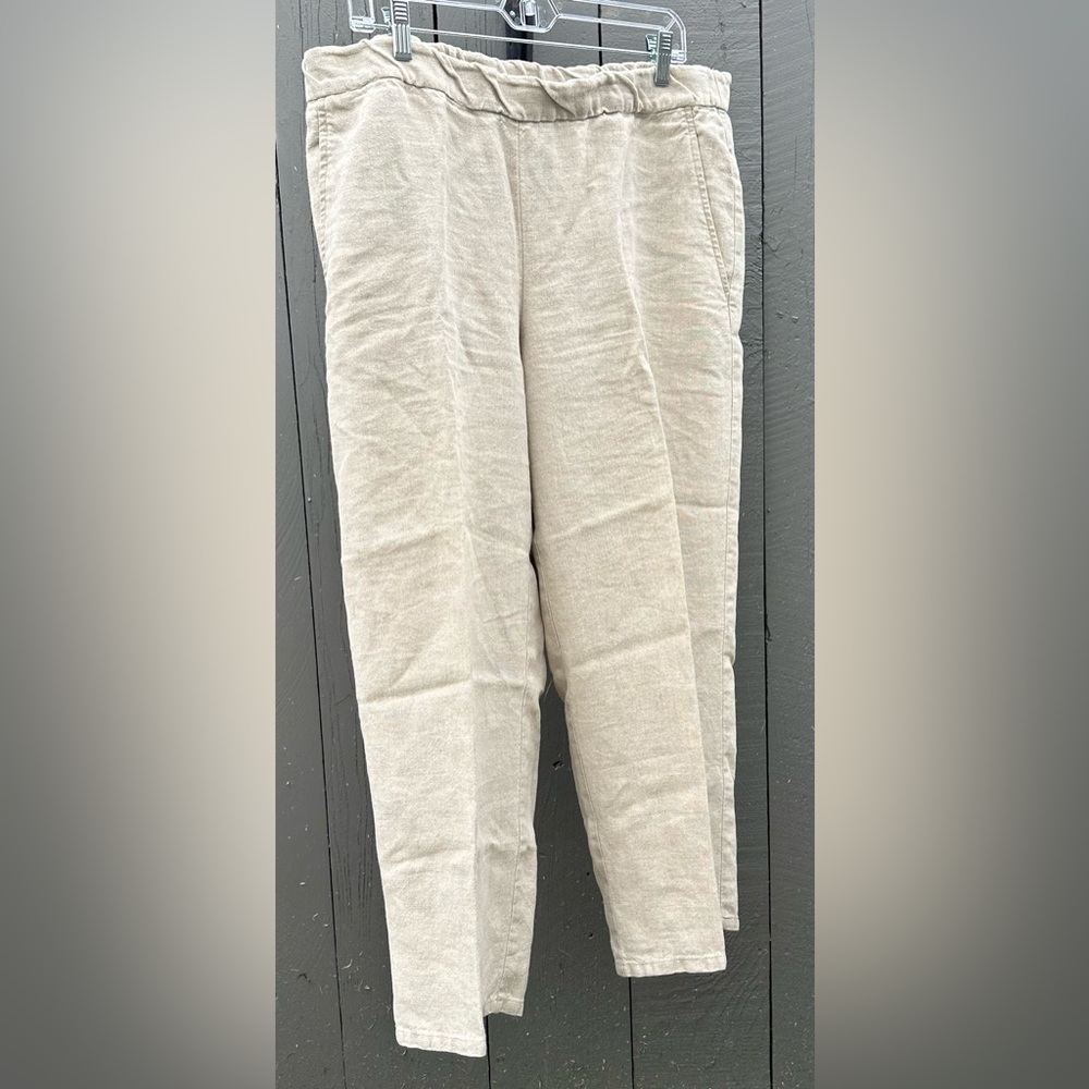 Eileen Fisher 100% Linen Pants Pull-on Large